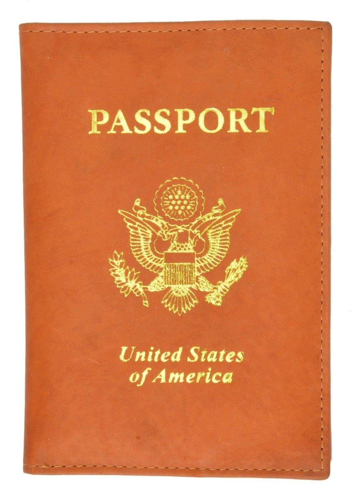 USA Genuine Leather Passport Cover Travel Document Holder ID Card Wallet