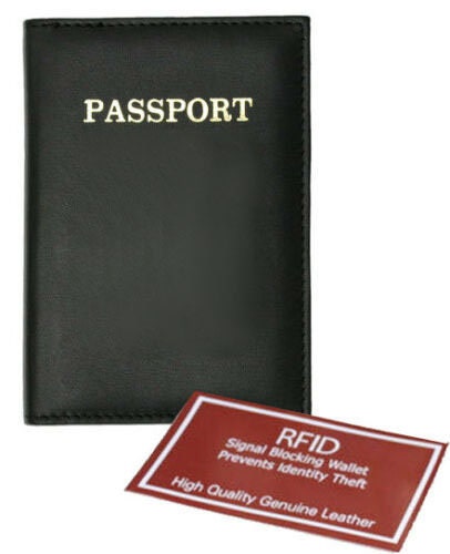 Genuine Leather Passport Cover Travel Document Holder ID Card Wallet