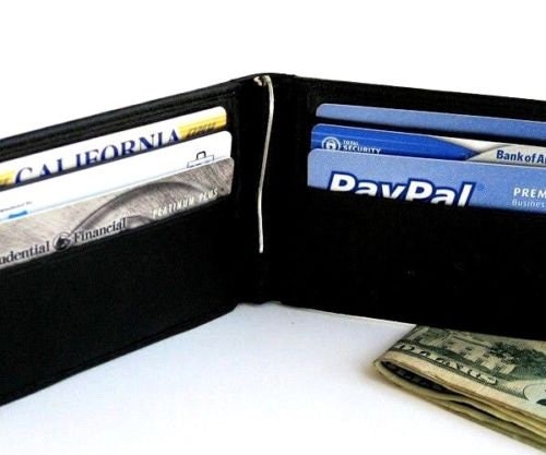 RFID Blocking Genuine Leather Men's Bifold Money Clip Credit Card Wallet ID Holder