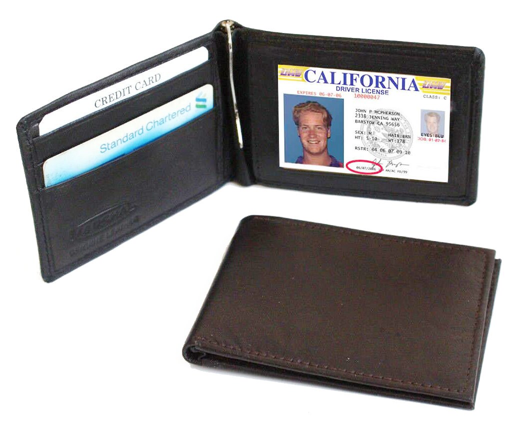 RFID Blocking Leather Men's Bifold Money Clip Wallet ID Credit Card Holder