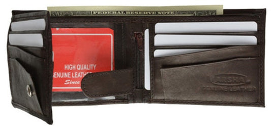 RFID Blocking Genuine Leather Flap Top Men's Bifold Wallet ID Card Holder