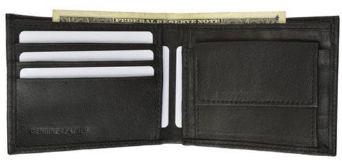 Genuine Leather Men's Bifold Wallet Credit Card ID Coin Holder