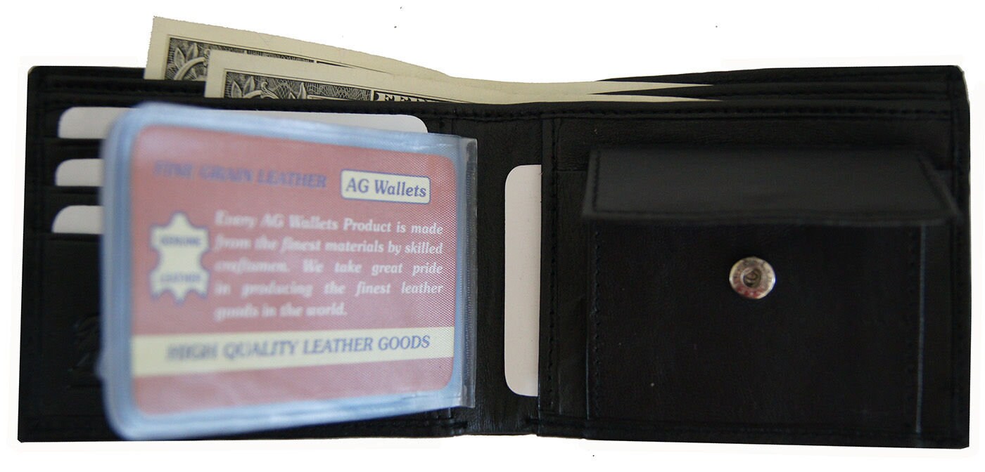 Genuine Leather Men's Bifold Wallet Credit Card ID Coin Holder