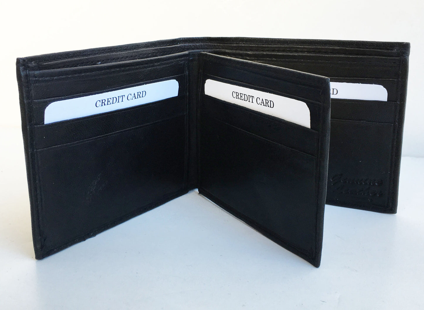 RFID Blocking Genuine Leather Men's Bifold Wallet Center Flap Credit Card ID  Holder