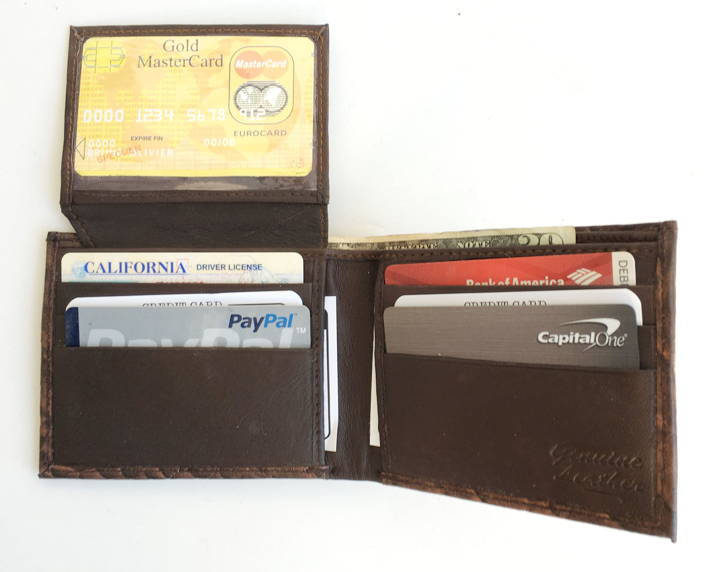 Genuine Cowhide Leather Ostrich Print Men's Bifold  Flap Top Wallets Cowboy Western Style