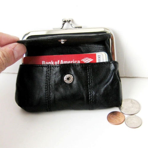 Dual Clasp Leather Coin Purse - Change Purse - Small Purse - Easy
