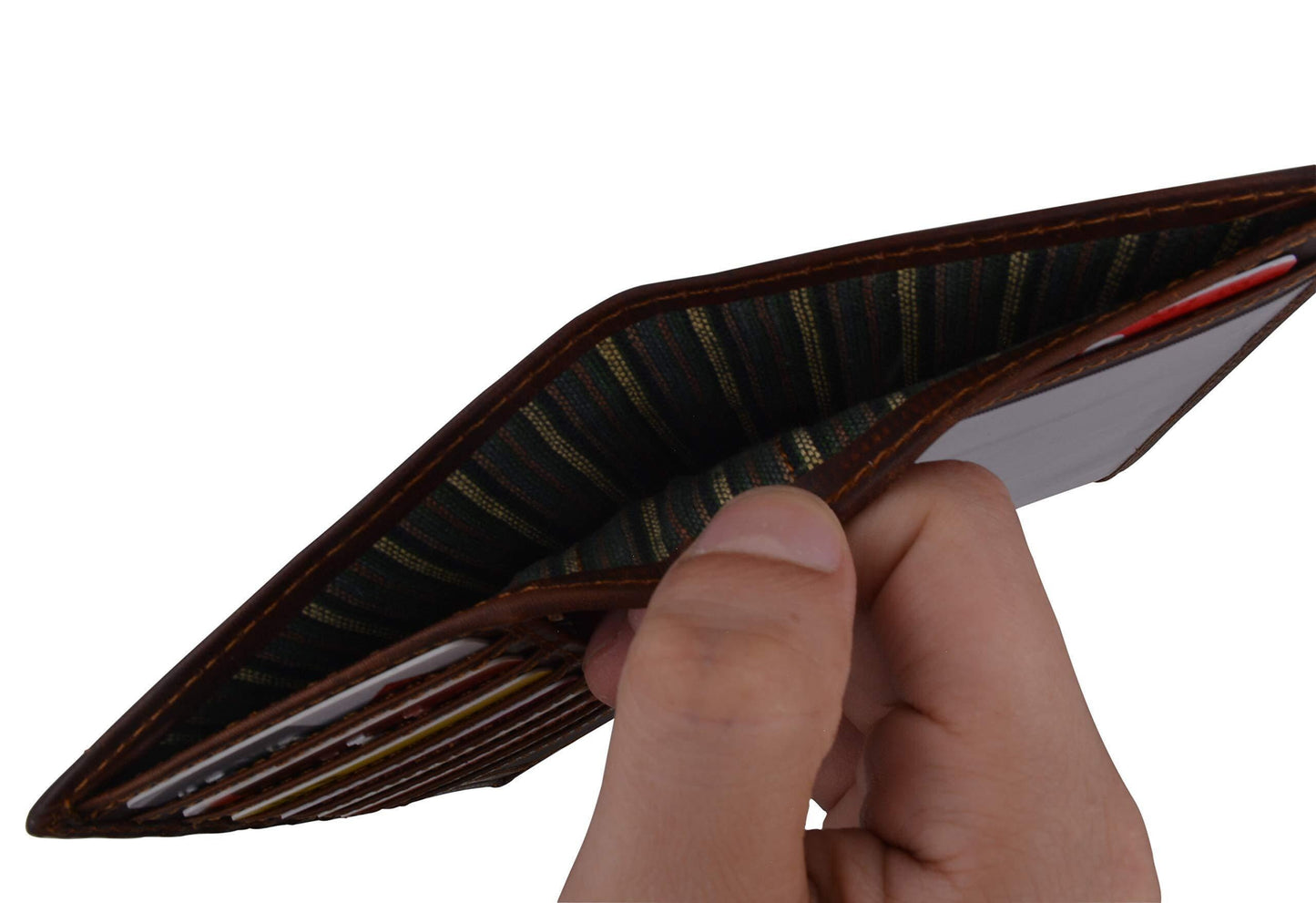 Hunter Brown Brown RFID Blocking Vintage Hunter Leather Men's Checkbook Wallet Full Grain Cowhide Center Credit Card Organizer