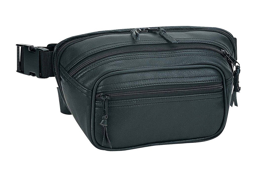 Black Handcrafted Top Grain Leather Concealed Carry Fanny Pack Waist Bag CCW