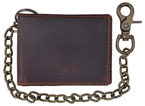 CTM® Men's Colorado Leather RFID Trifold Chain Wallet