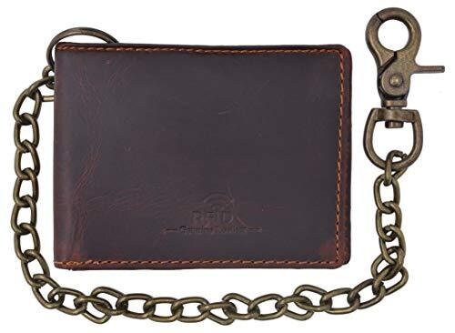 Brown Vintage Leather Mens Biker's Chain Wallet Trucker Motorcycle Bifold or Trifold