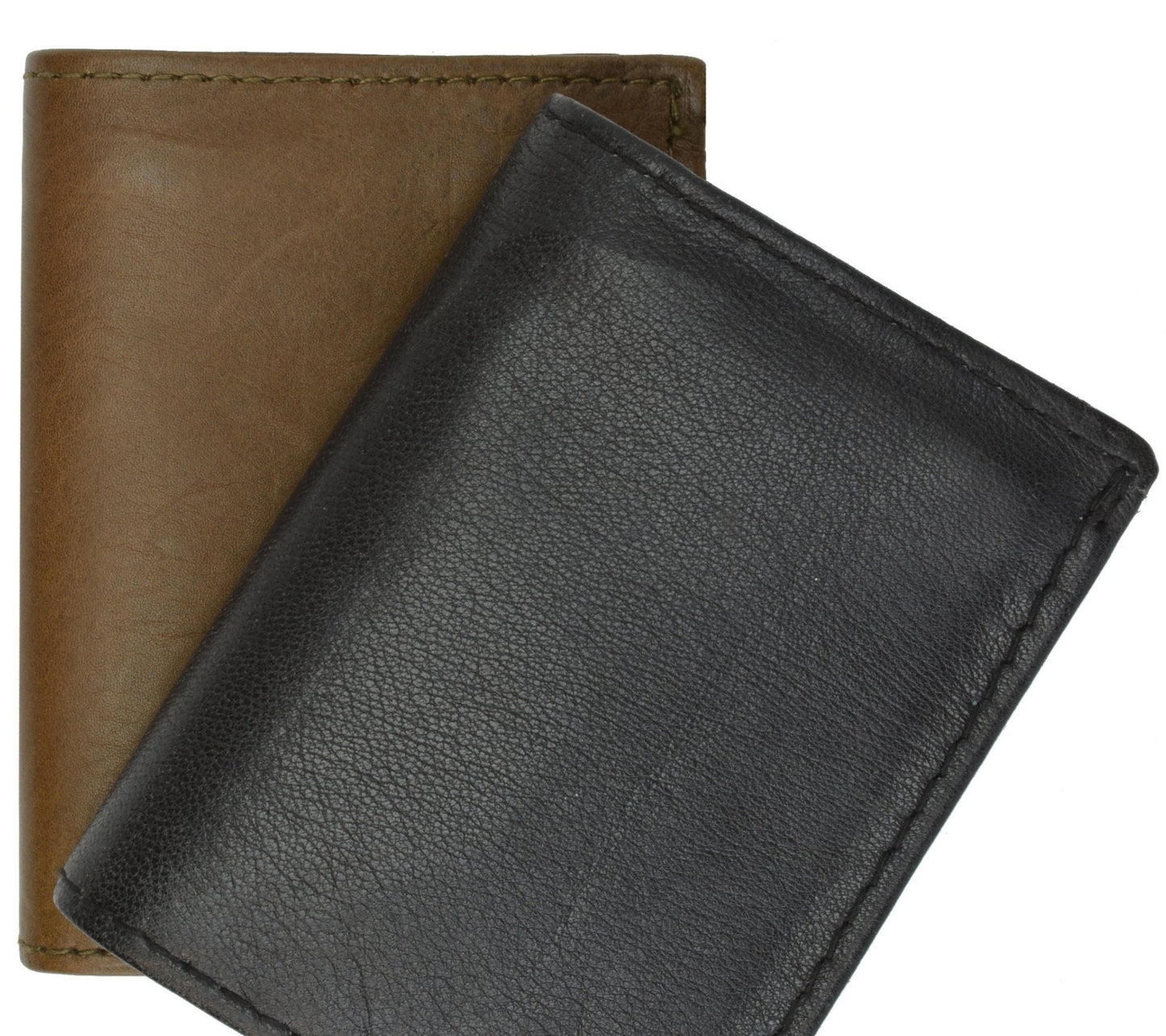 RFID Blocking Black Genuine Leather ID Credit Cards Pocket Business Center Flap Men's Wallet