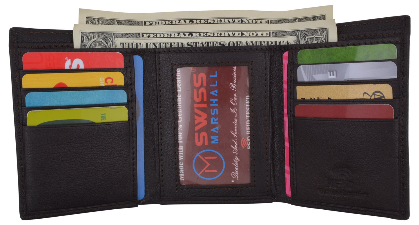 RFID Blocking Handcrafted Cowhide Genuine Leather Men's Trifold Premium Wallet