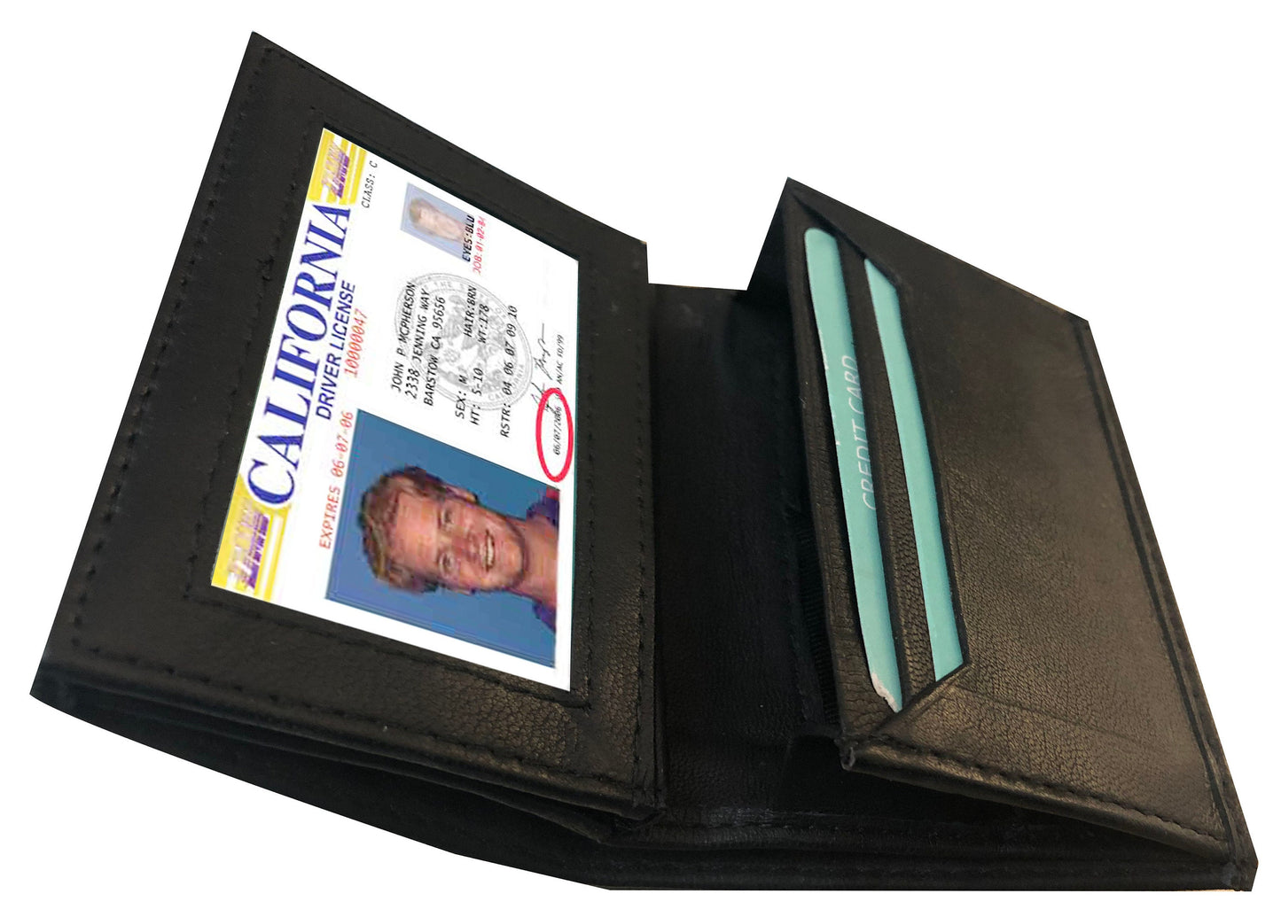 RFID Blocking Black Genuine Leather ID Credit Cards Pocket Business Center Flap Men's Wallet