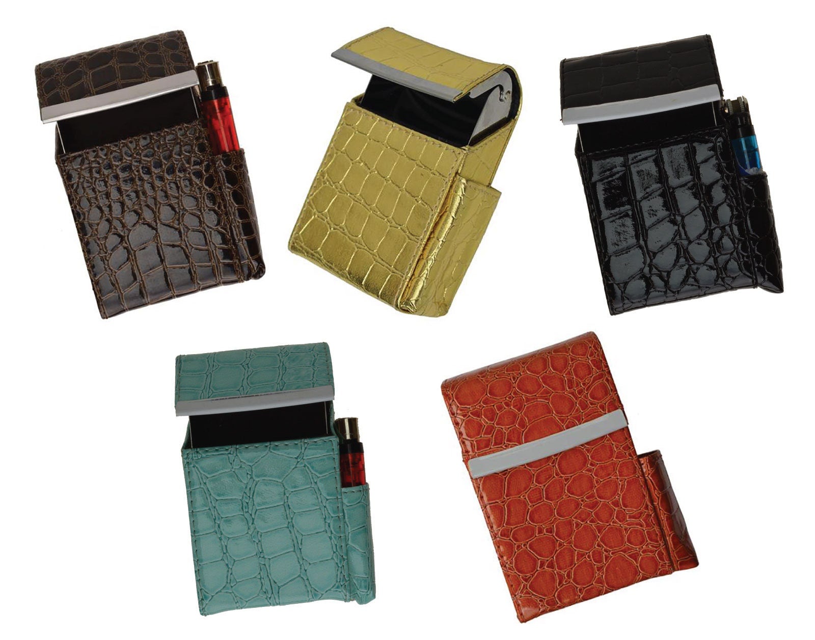 Luxury Genuine Leather Black Flip Top Cigarette Case - Assorted Color –