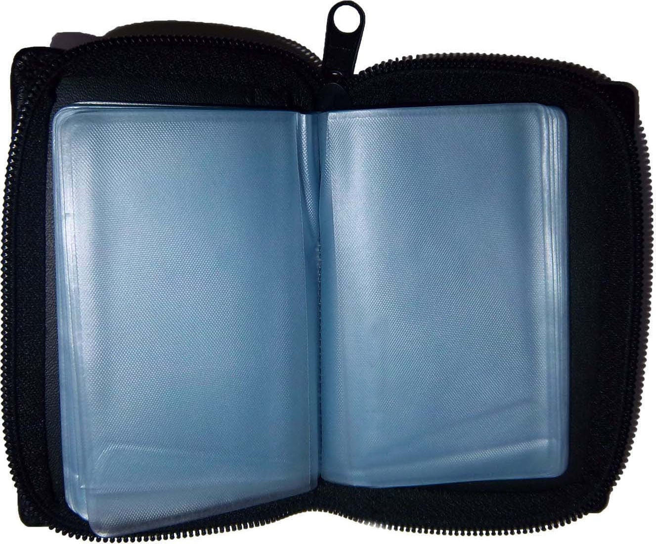 RFID Blocking Genuine Leather Business Card Holder Clear Plastic Inserts Pocket Organizer Wallet