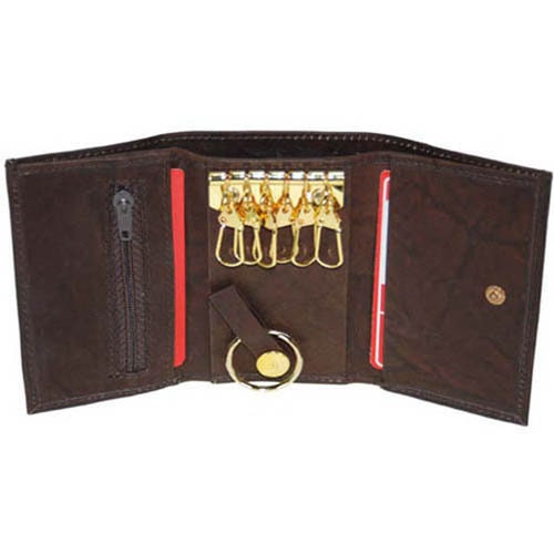 Genuine Cowhide Leather Men's Keychain Case Key Ring Card Holder Wallet