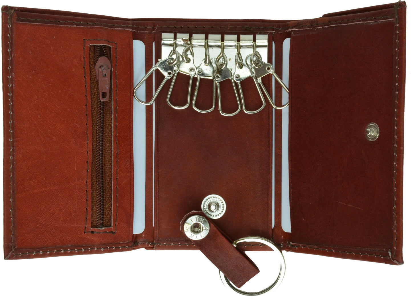 Genuine Cowhide Leather Men's Keychain Case Key Ring Card Holder Wallet