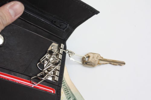 Genuine Cowhide Leather Men's Keychain Case Key Ring Card Holder Wallet