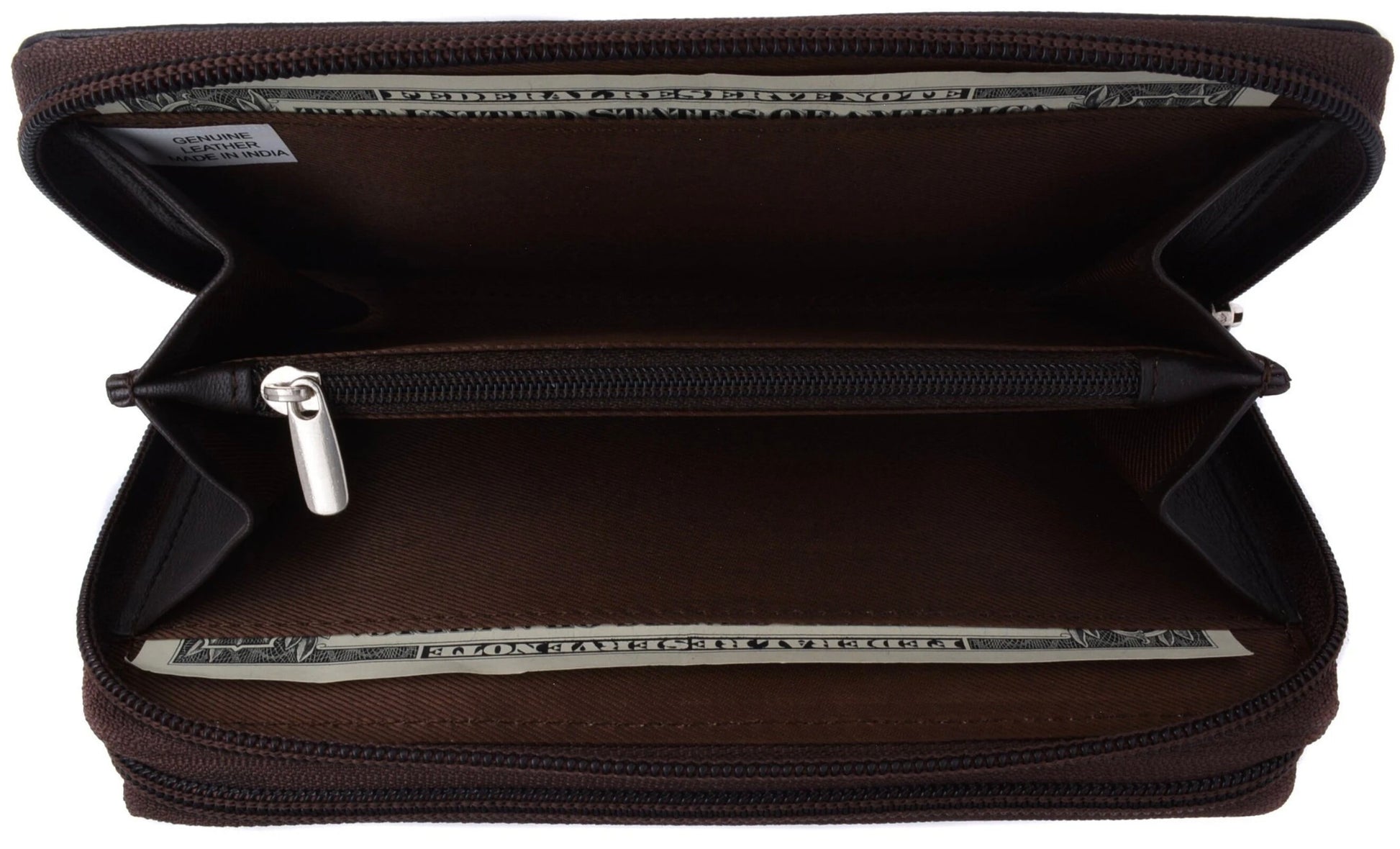 Womens Wallet Genuine Leather Double Zip Around Phone Clutch Large Tra Purse Ladies Wallet - Foto 7