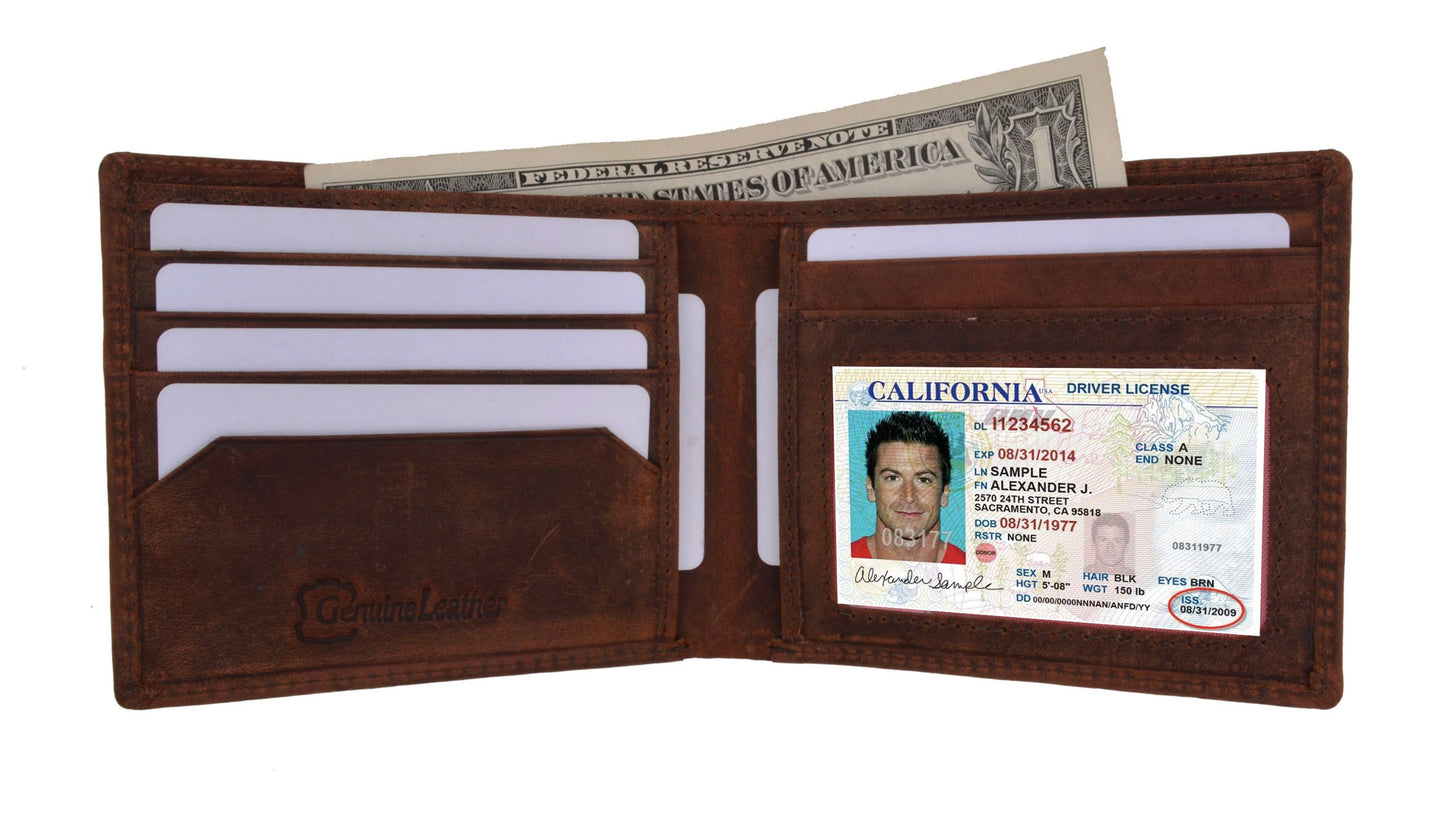 RFID Blocking Men's Genuine Leather Slim Bifold Wallet ID Card Holder Black Brown