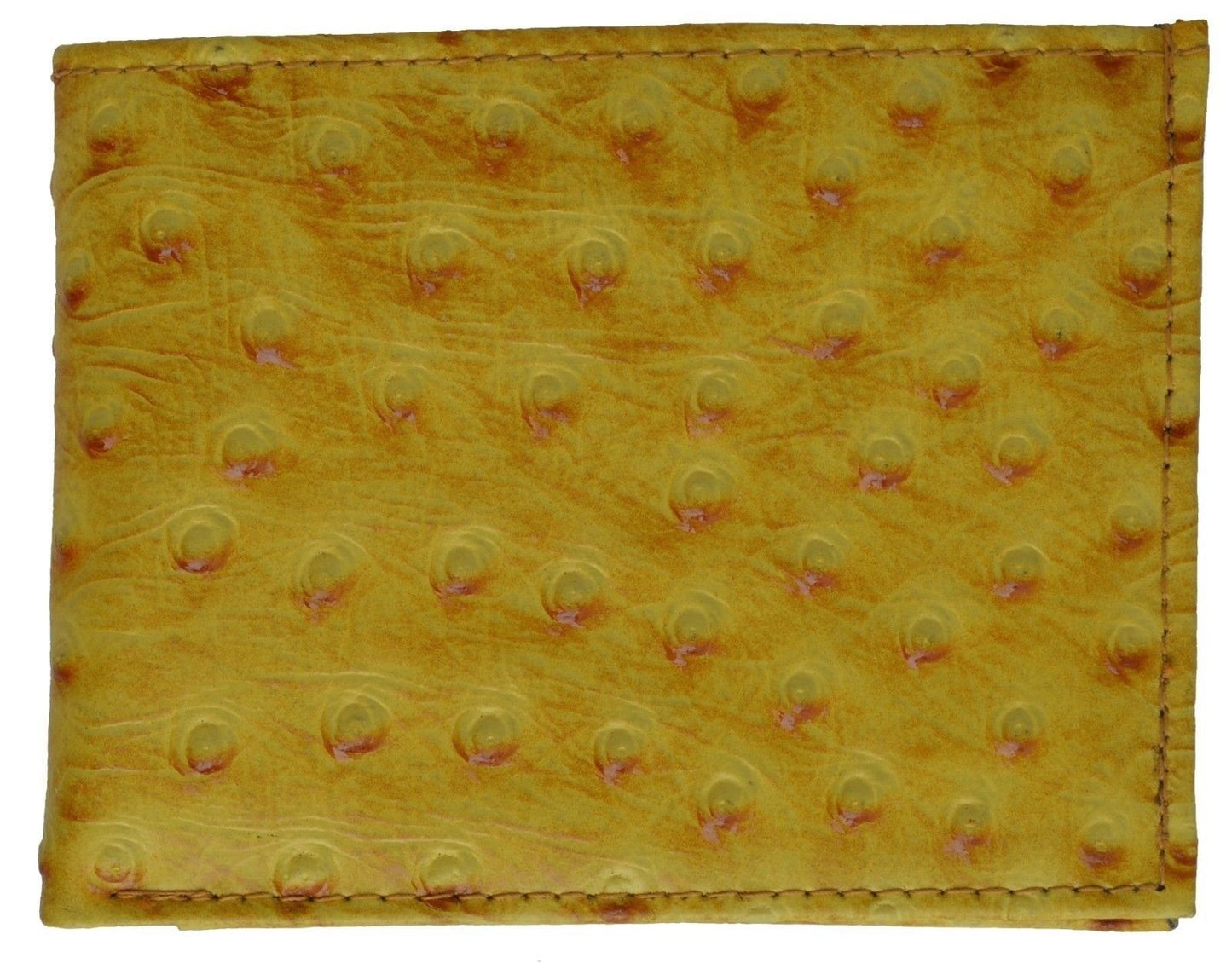 Genuine Cowhide Leather Ostrich Print Men's Bifold  Flap Top Wallets Cowboy Western Style
